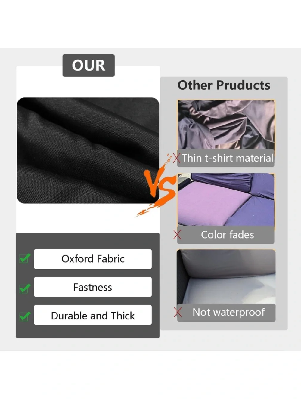 Patio Cushion Replacement Covers OUTDOOR 24x22x4” (4-Pack) BLACK